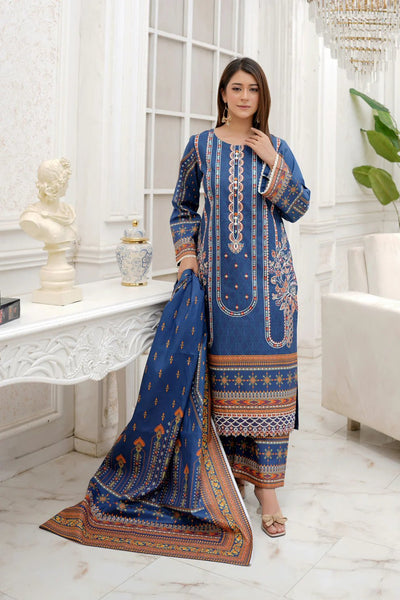 3 Piece Winter Embroidered Khaddar Cotton Plazzo Suit