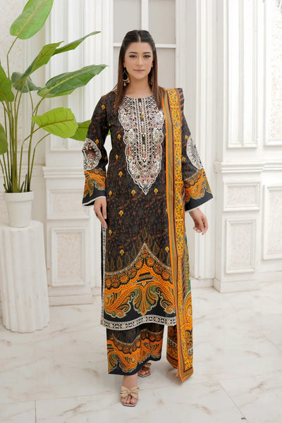 3 Piece Winter Embroidered Khaddar Cotton Plazzo Suit