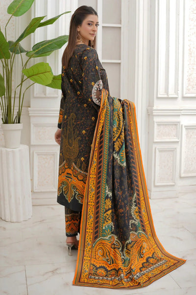 3 Piece Winter Embroidered Khaddar Cotton Plazzo Suit
