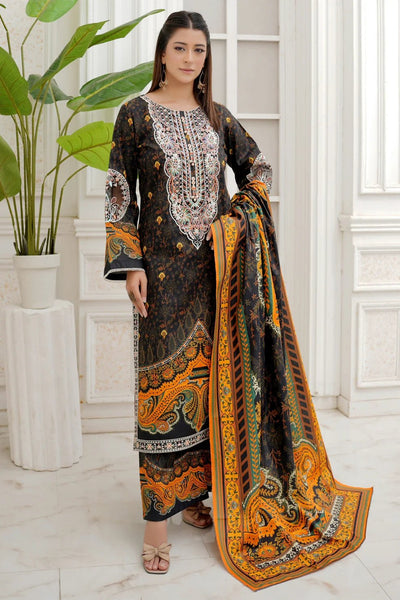 3 Piece Winter Embroidered Khaddar Cotton Plazzo Suit