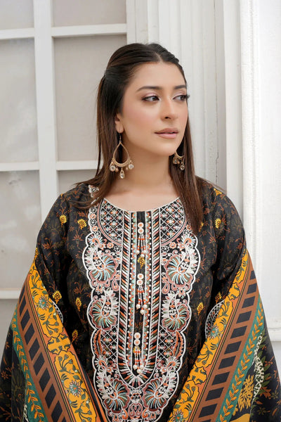 3 Piece Winter Embroidered Khaddar Cotton Plazzo Suit