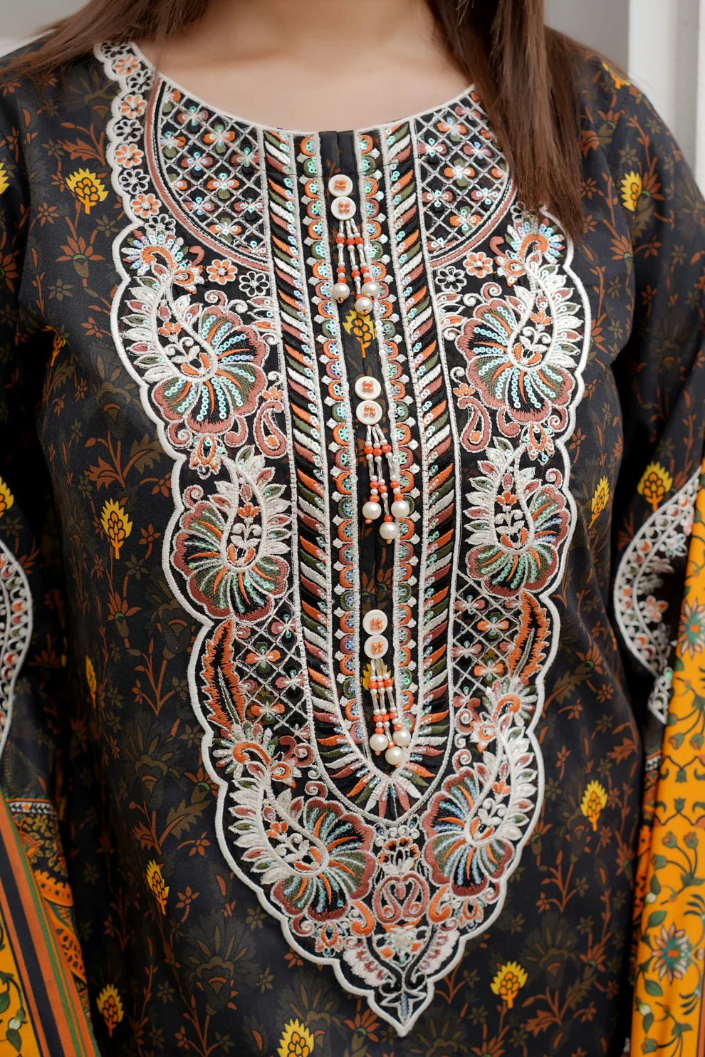 3 Piece Winter Embroidered Khaddar Cotton Plazzo Suit