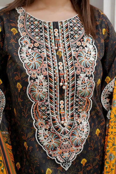 3 Piece Winter Embroidered Khaddar Cotton Plazzo Suit