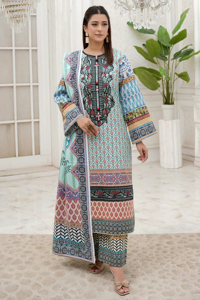 3 Piece Winter Embroidered Khaddar Cotton Plazzo Suit
