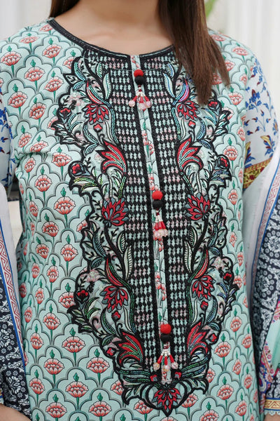 3 Piece Winter Embroidered Khaddar Cotton Plazzo Suit