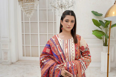 3 Piece Winter Embroidered Khaddar Cotton Plazzo Suit
