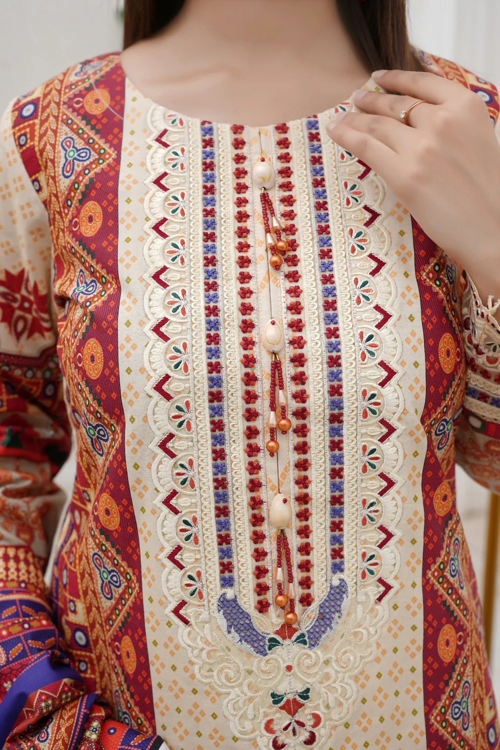 3 Piece Winter Embroidered Khaddar Cotton Plazzo Suit