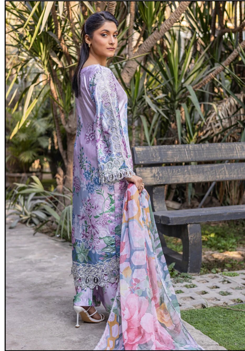 D-05 EMBROIDERED SILK READYMADE PLAZO SUIT WITH CHIFFON DUPTTA