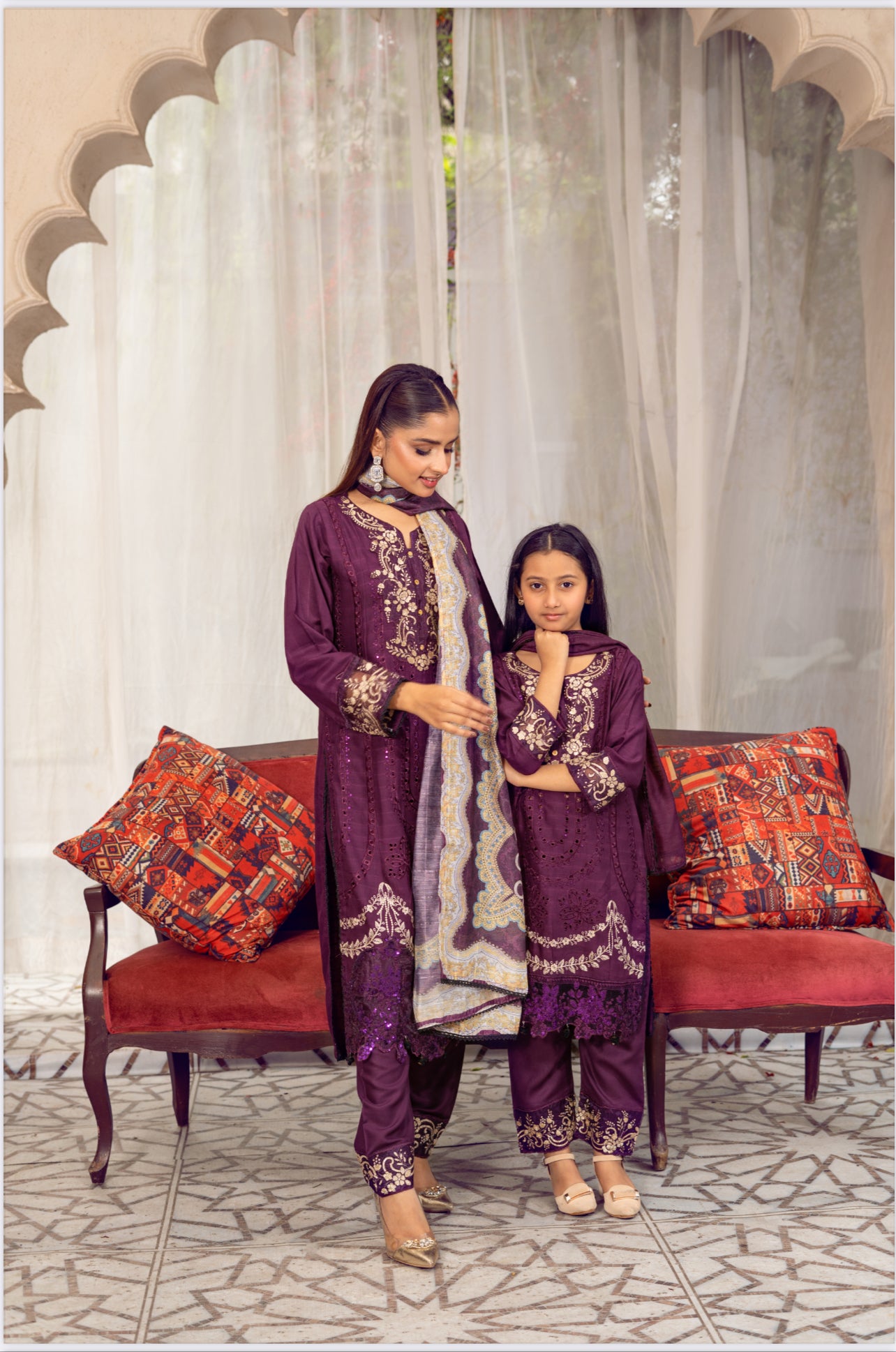 PLUM MARIA B INSPIRED Mother & Daughter Ready to Wear Viscose Collection