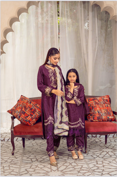 PLUM MARIA B INSPIRED Mother & Daughter Ready to Wear Viscose Collection