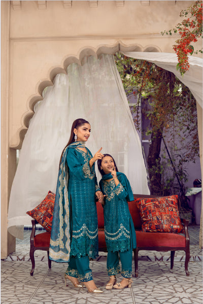 TEAL MARIA B INSPIRED Mother & Daughter Ready to Wear Viscose Collection