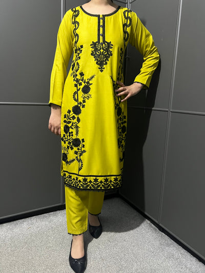 D-3 Embroidered  2 Piece Winter Dhanak  Outfit