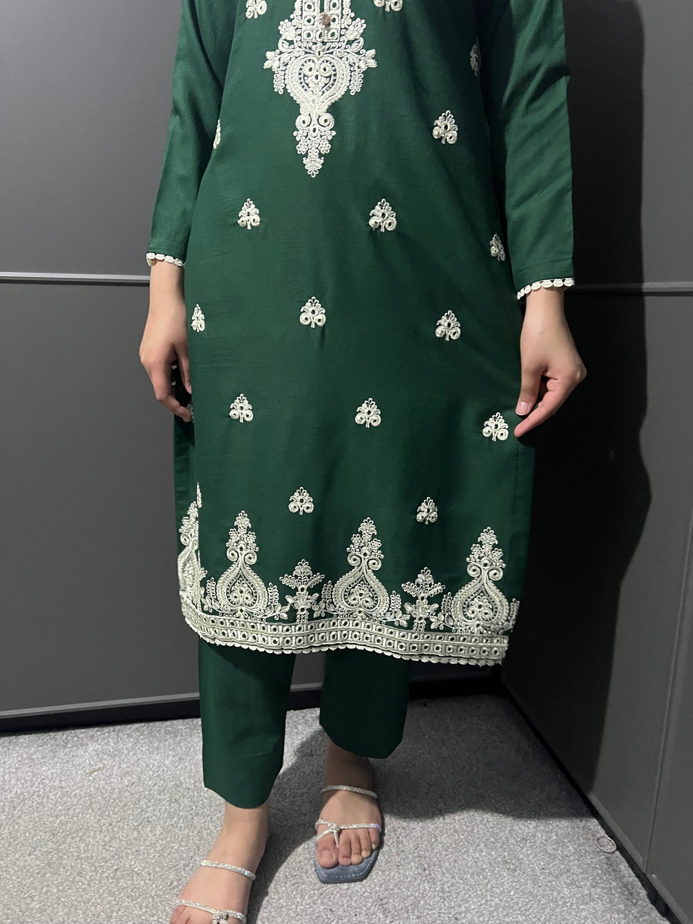 D-11 Embroidered  2 Piece Winter Dhanak  Outfit