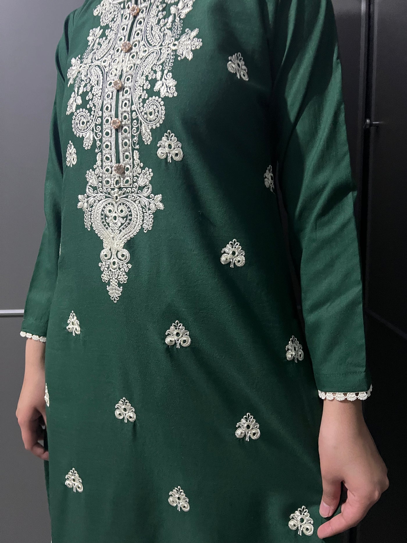 D-11 Embroidered  2 Piece Winter Dhanak  Outfit