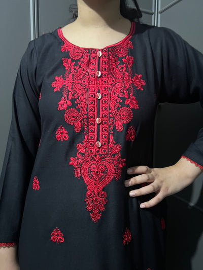 D-12 Embroidered  2 Piece Winter Dhanak  Outfit