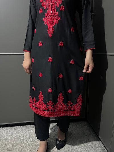 D-12 Embroidered  2 Piece Winter Dhanak  Outfit