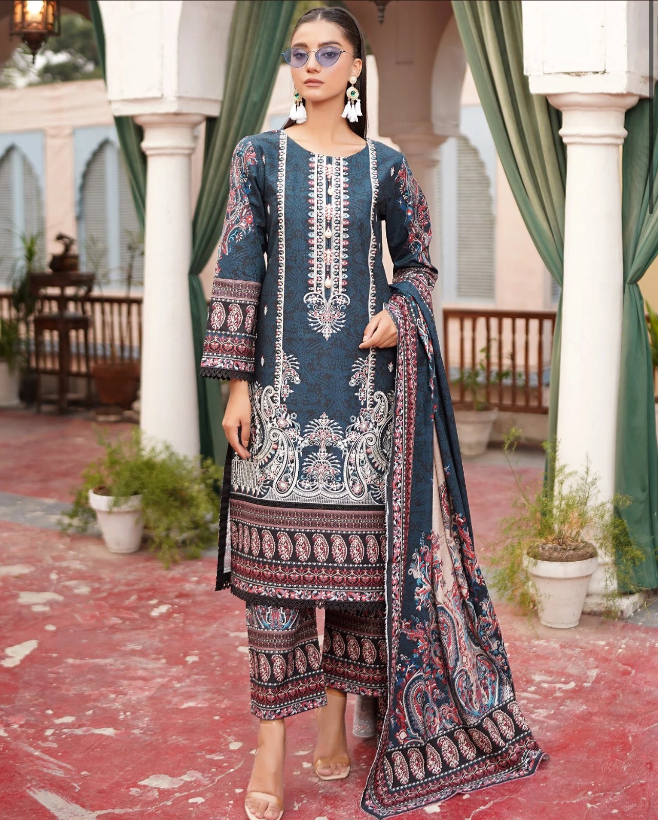 MS-4048- 3 Piece Embroidered Winter Khaddar Suit