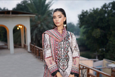 MS-4050- 3 Piece Embroidered Winter Khaddar Suit