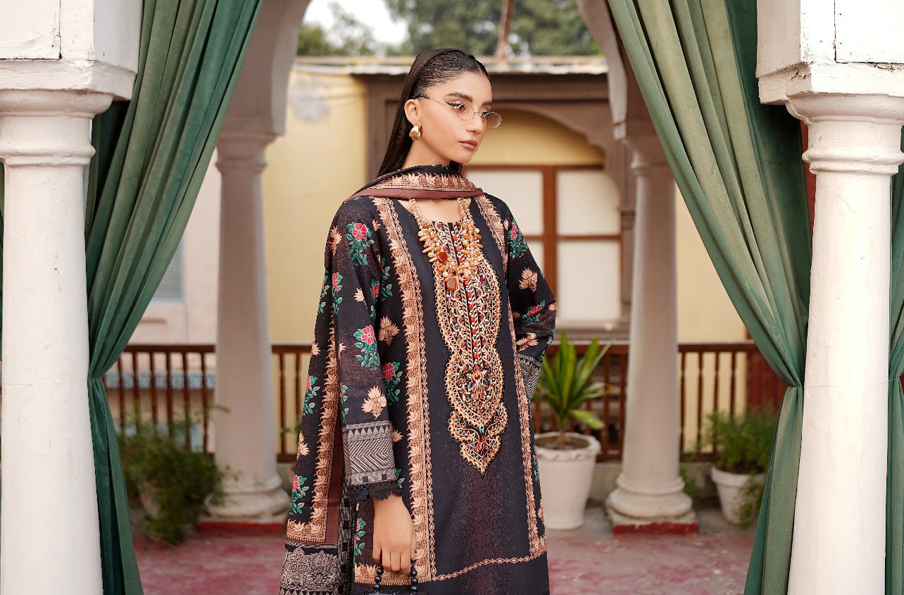 MS-4052- 3 Piece Embroidered Winter Khaddar Suit