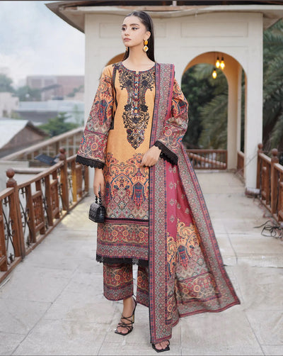 MS-4049- 3 Piece Embroidered Winter Khaddar Suit