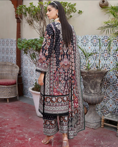 MS-4043- 3 Piece Embroidered Winter Khaddar Suit