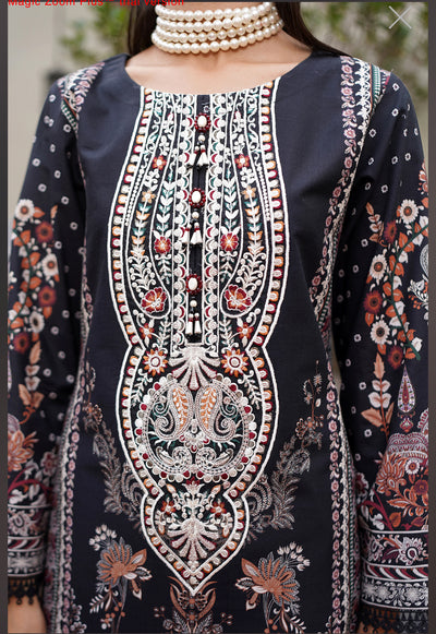 MS-4043- 3 Piece Embroidered Winter Khaddar Suit