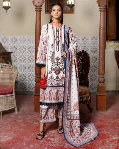 MS-4042- 3 Piece Embroidered Winter Khaddar Suit