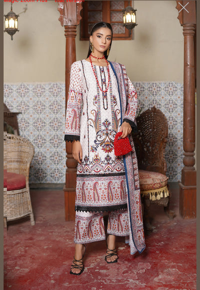 MS-4042- 3 Piece Embroidered Winter Khaddar Suit