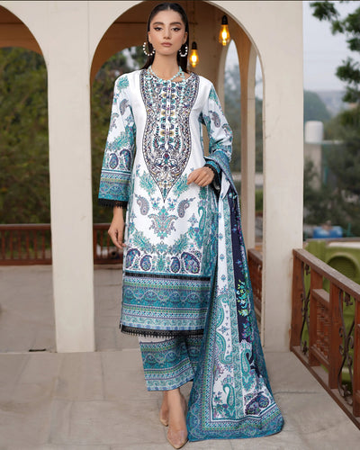 MS-4041- 3 Piece Embroidered Winter Khaddar Suit