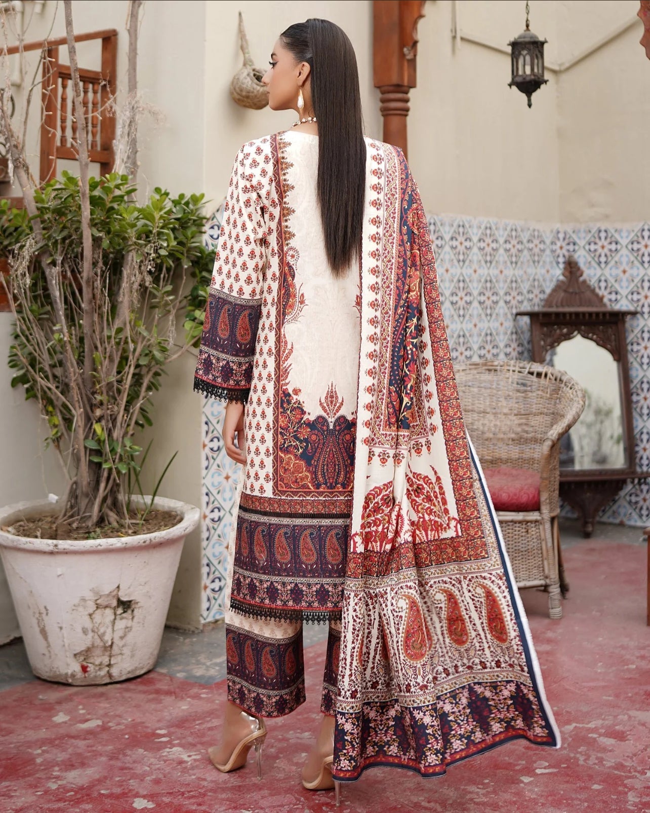 MS-4046- 3 Piece Embroidered Winter Khaddar Suit