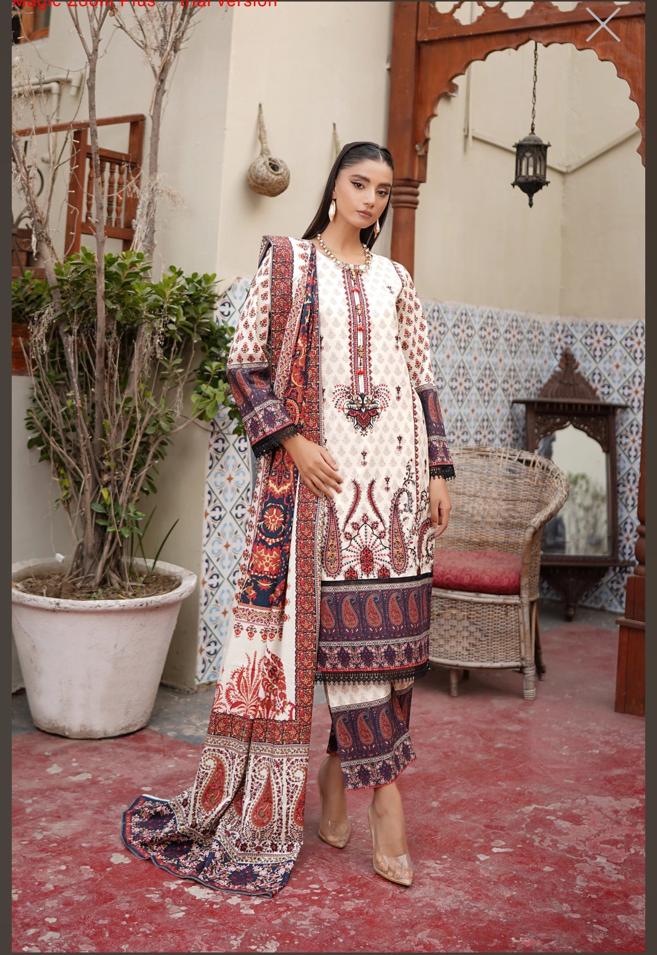 MS-4046- 3 Piece Embroidered Winter Khaddar Suit