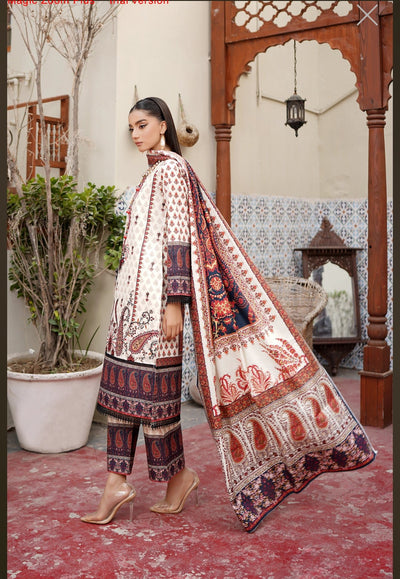 MS-4046- 3 Piece Embroidered Winter Khaddar Suit