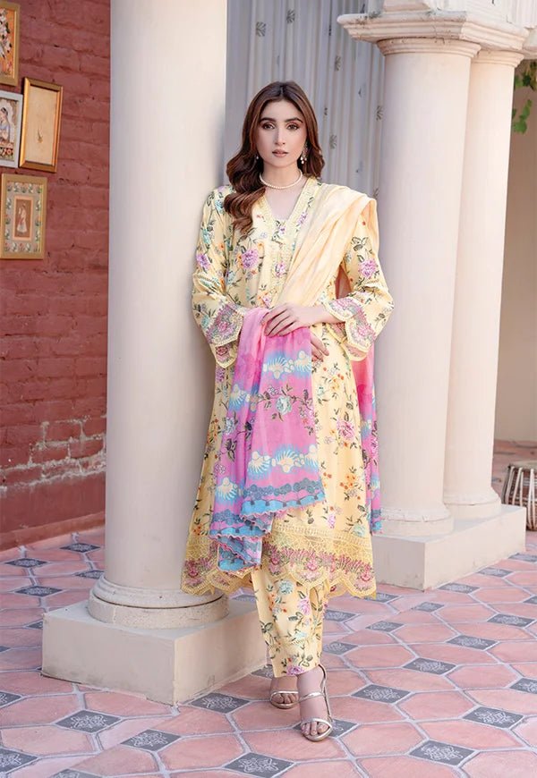 D-02  Luxury Linen Frock With Printed  Dupatta