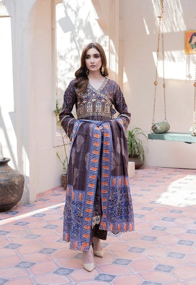 D-05  Luxury Linen Frock With Printed  Dupatta