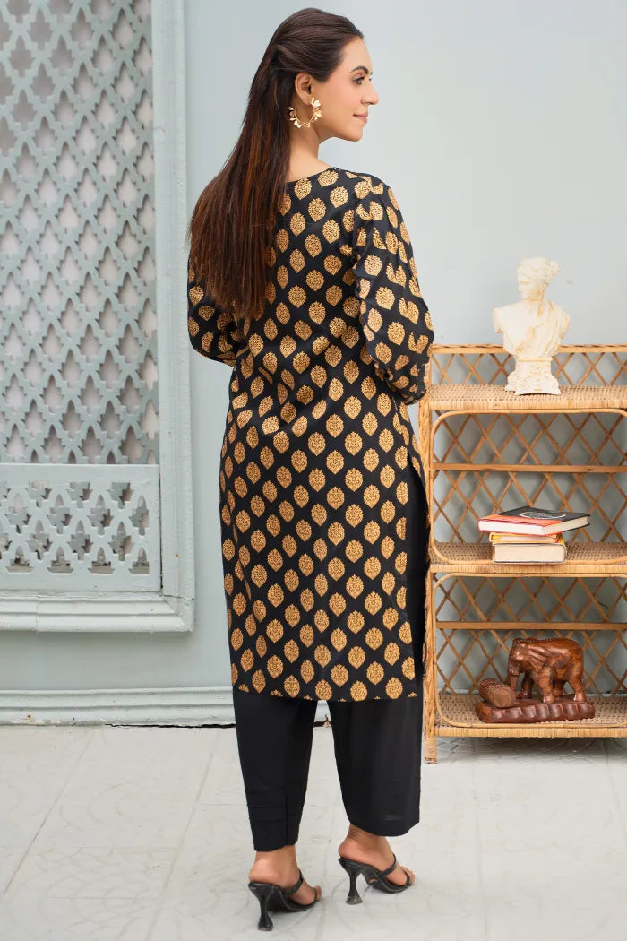 Black Linen Block Prints Limelight