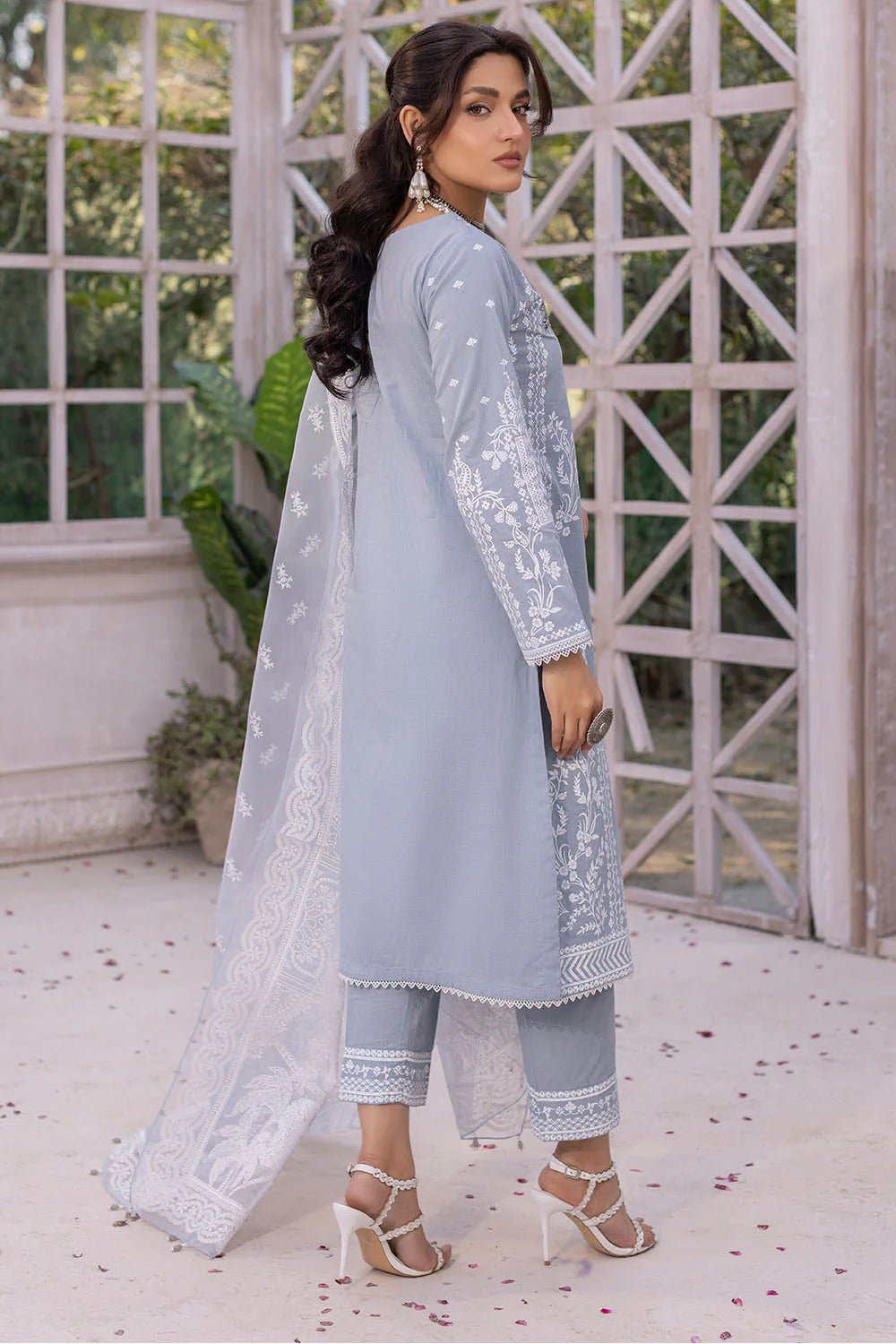 Lilic 3 Pc Embroidered Cotton Lawn Readymade Suit -7005