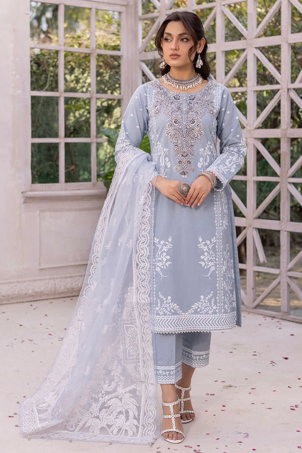 Lilic 3 Pc Embroidered Cotton Lawn Readymade Suit -7005