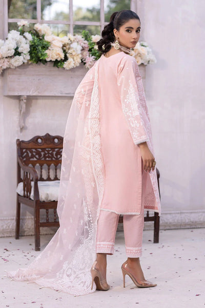 T- Pink 3 Pc Embroidered Cotton Lawn Readymade Suit -7004