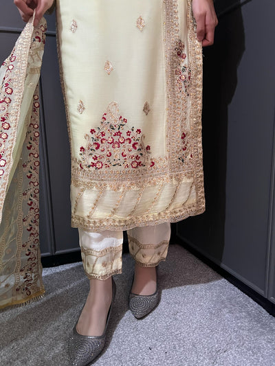 Yellow Embroidered Chiffon Mother & Daughter Ready to Wear Collection Image 11  | Buy Best Pakistani dresses for women from Mahham Collection