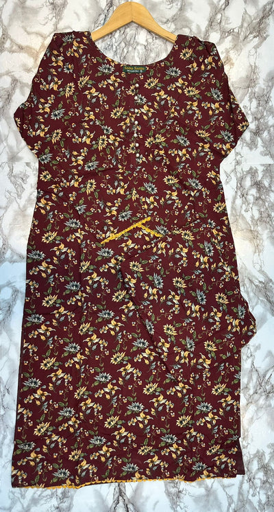 Floral Printed Stone Linen Suit - Trouser 2 Pc Set