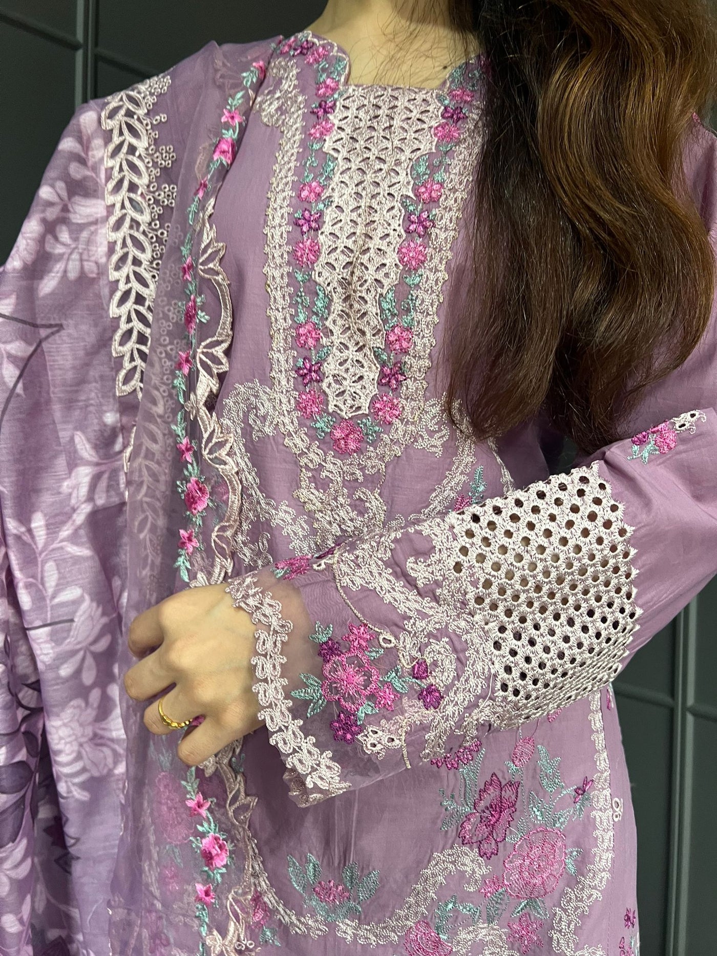 Raj Bari  Embroidered | Lawn Designer Suit With | Embroidered Dupatta