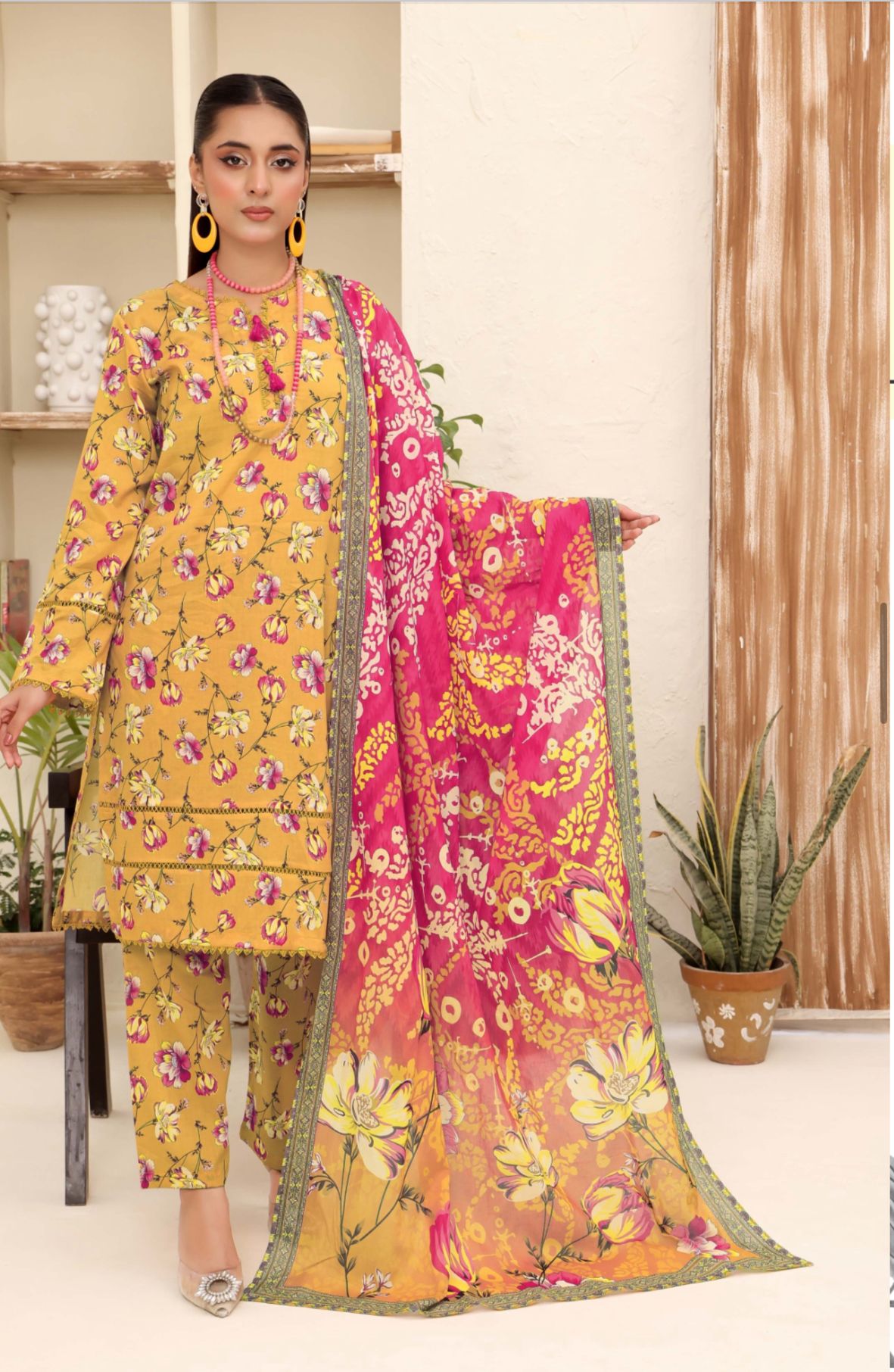 3PC PRINTED READYMADE SUIT  WITH LAWN DUPATTA