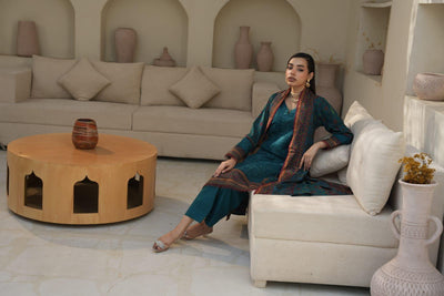 DHANAK 3 PIECE| DESIGNER EMBROIDERED |READY TO WEAR SUIT