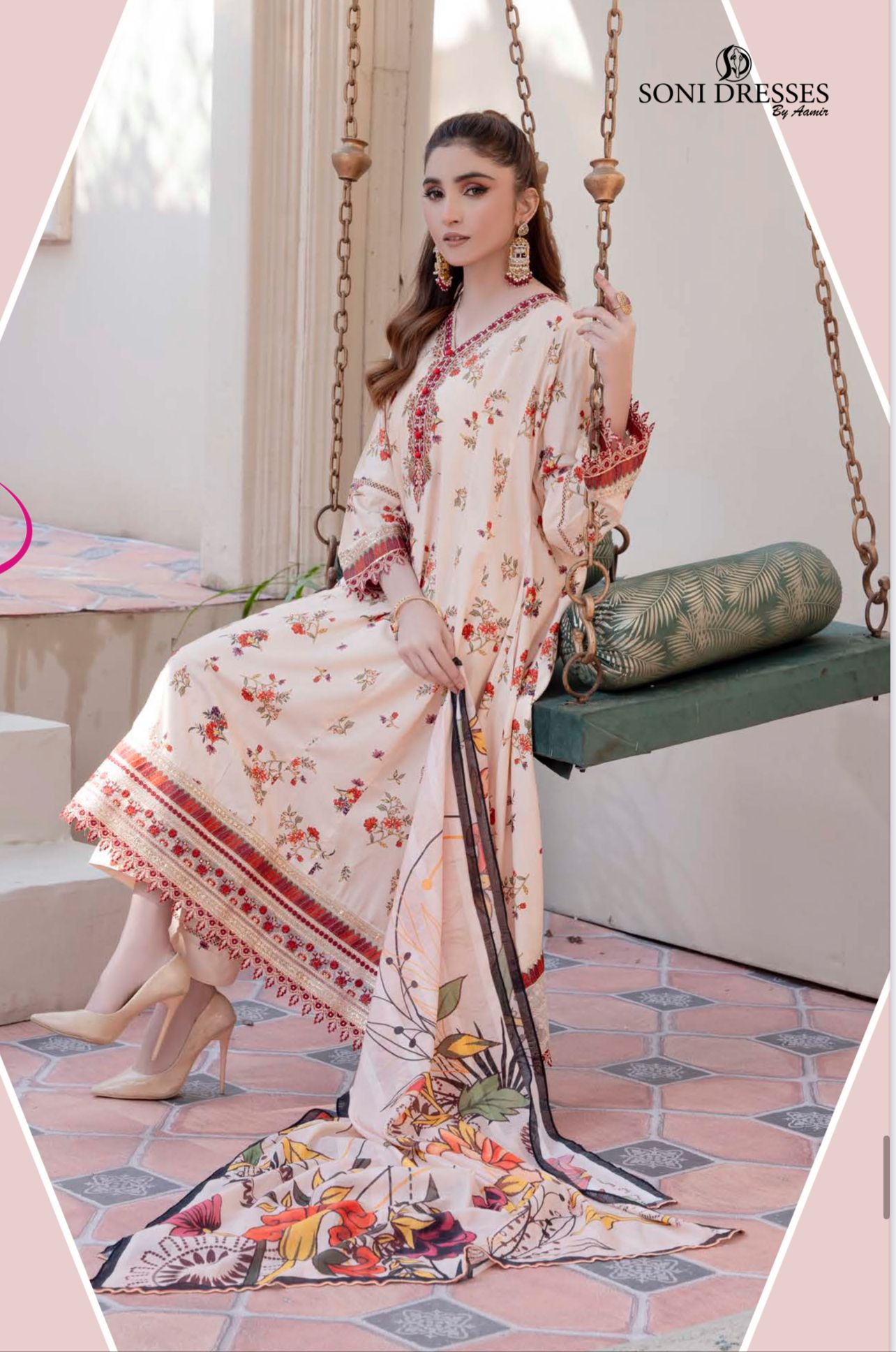 D-07  Luxury Linen Frock With Printed  Dupatta