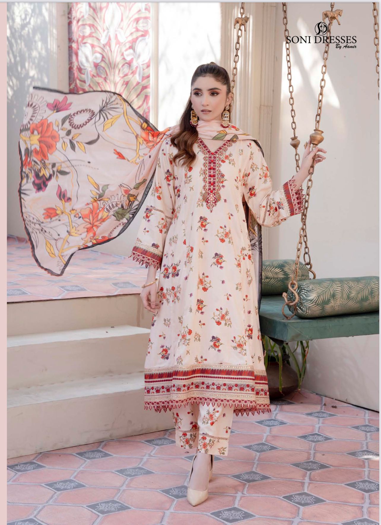 D-07  Luxury Linen Frock With Printed  Dupatta