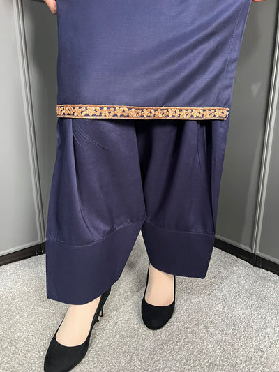 FARSHI SHALWAR Embroidered Linen 2 Piece Outfit for Women - Asian Clothing