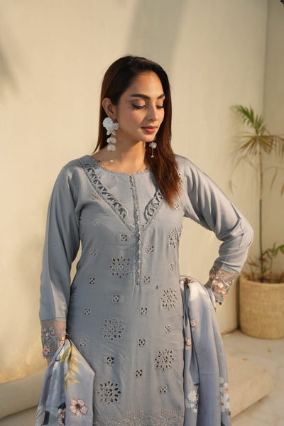 WINTER LINEN 3 PIECE| DESIGNER EMBROIDERED |READY TO WEAR SUIT