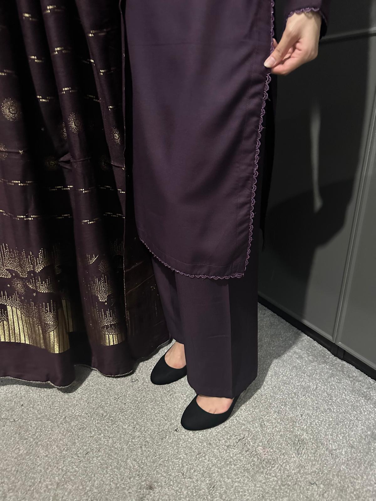 PLUM  3 PIECE PLAIN | DHANAK READY TO WEAR | SUIT WITH SHAWAL