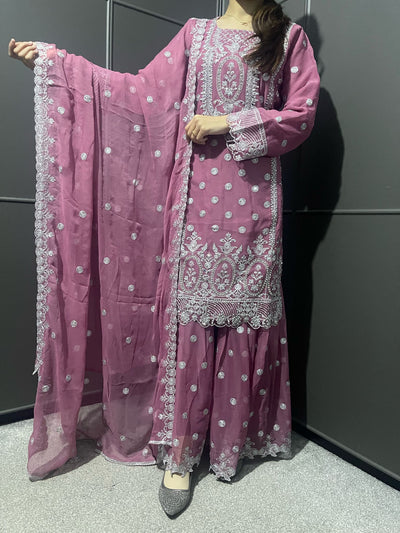 PINK - Mahham Luxury Chiffon Gharara Collection