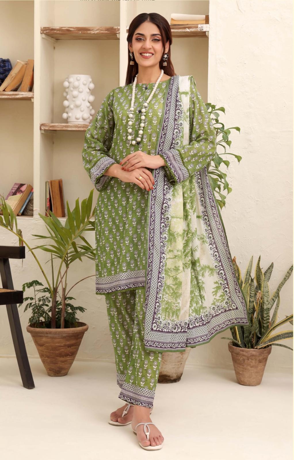 3PC PRINTED READYMADE SUIT  WITH LAWN DUPATTA